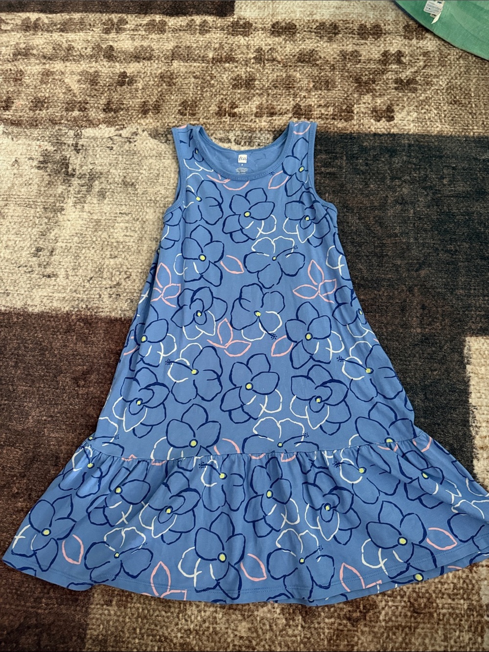 TEA Collection Blue Floral Ruffle Hem Girls' Dress